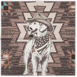 Brown Cowboy Dog Print Scarf
